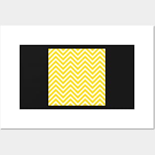 Yellow and White Chevron Pattern Posters and Art